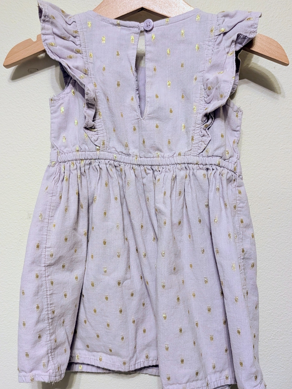 Old Navy Lavender Dress with Gold Dot Ruffle Details